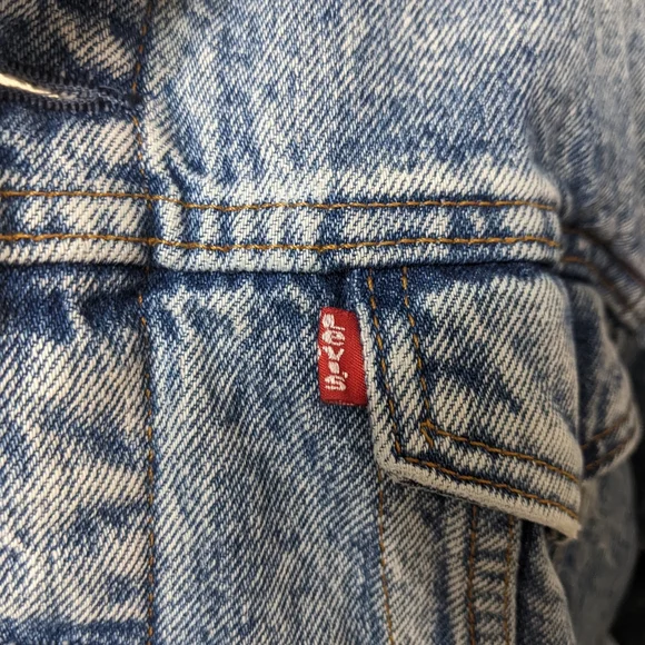 Vintage 80s 90s Levis 70417 0819 Acid Wash Denim Jean Barn Trucker Plaid Flannel - Picture 5 of 5